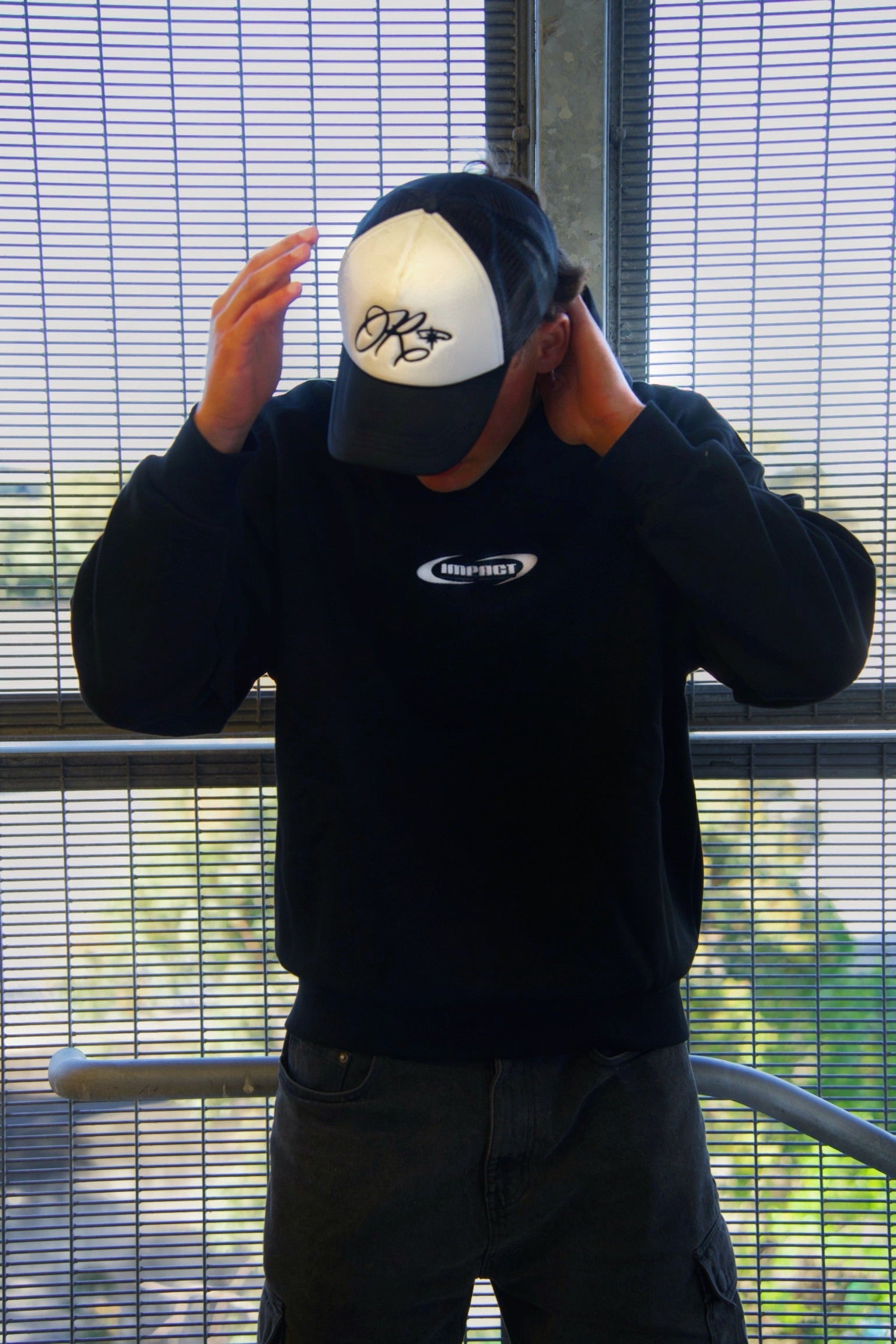 V1 Embroidered Black Hoodie