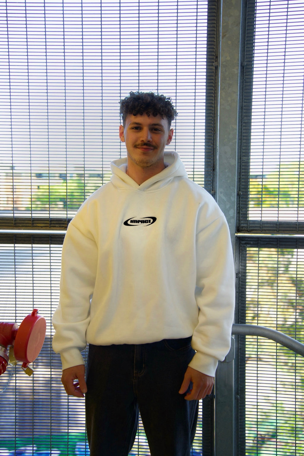 V1 Embroidered White Hoodie