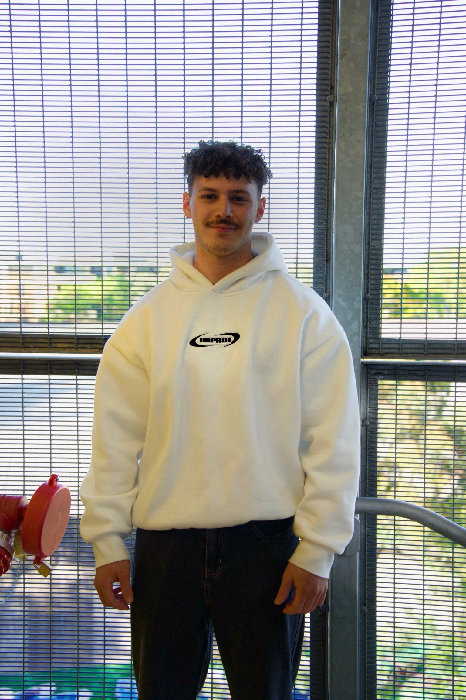 V1 Embroidered White Hoodie